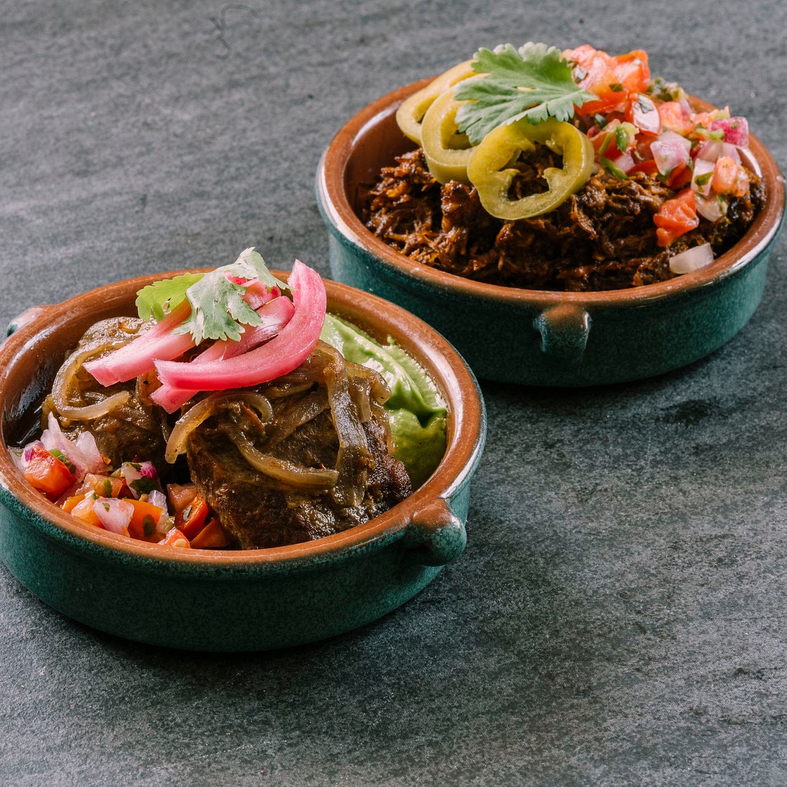 Pork Cheek Tacos With Avocado Tomatillo Salsa & Pico De Gallo From Chef Arturo Quesada