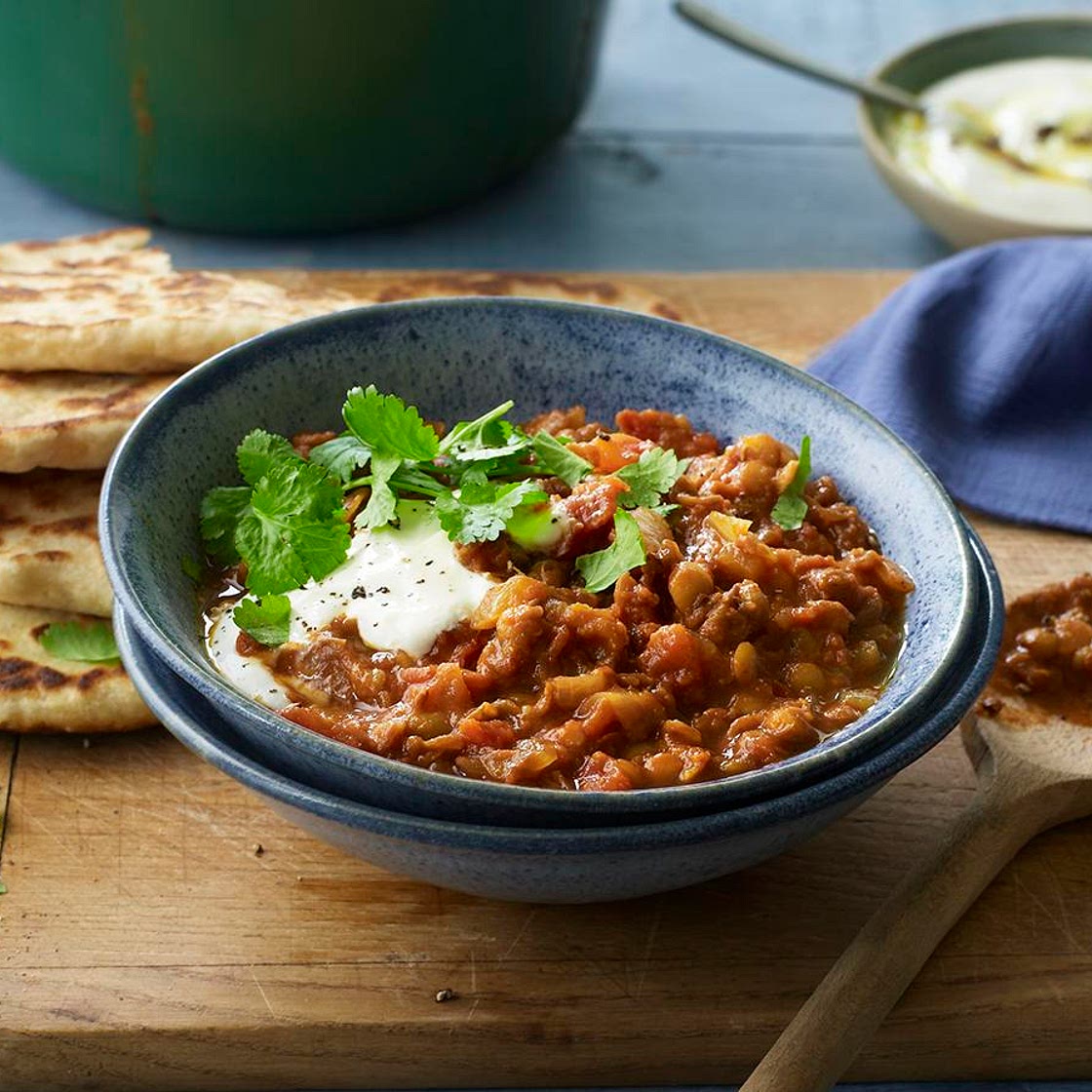Dal with quick naan breads
