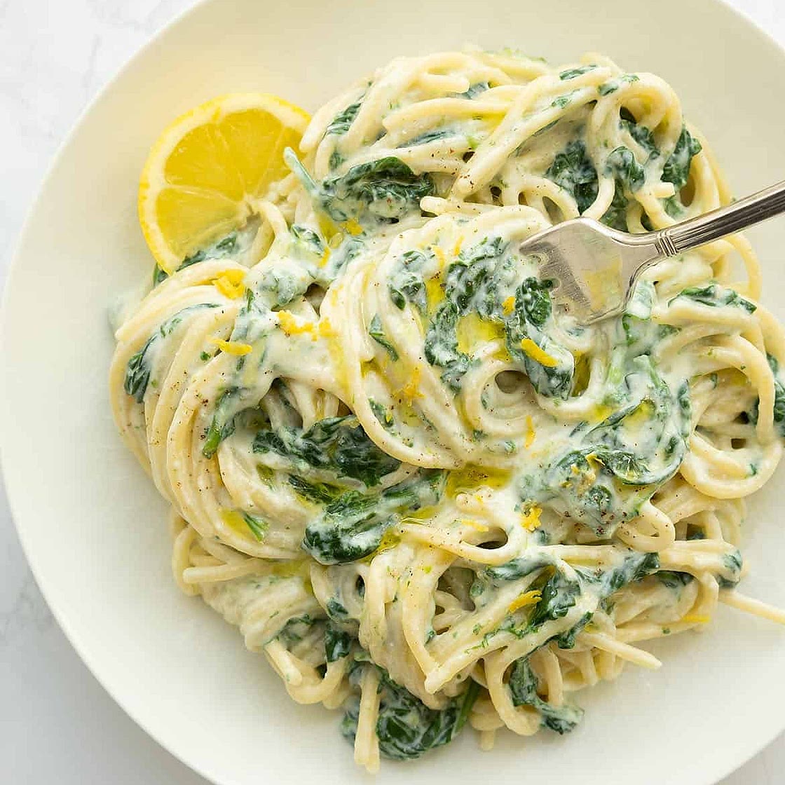 Lemon ricotta pasta & spinach