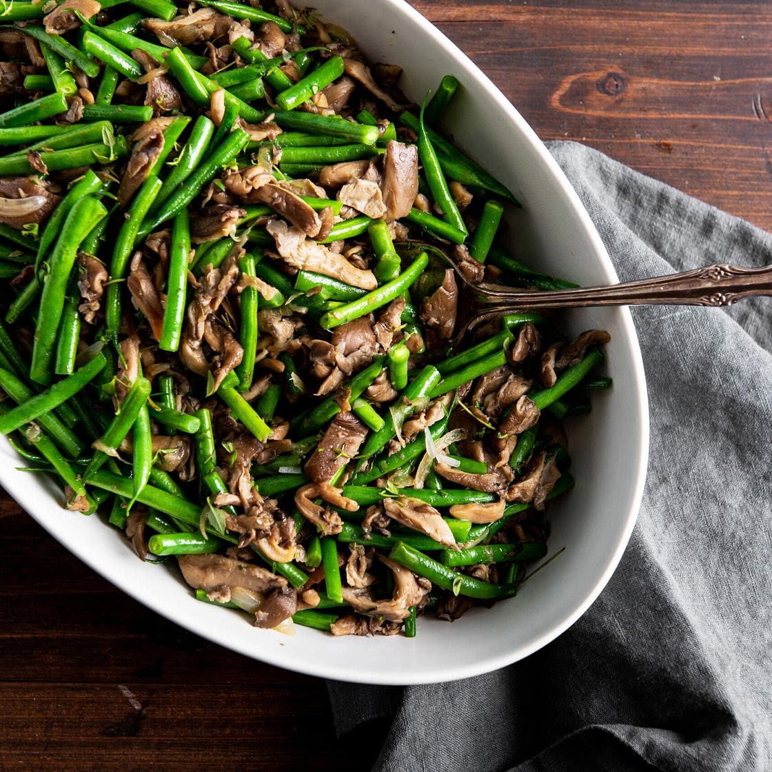 Green Beans and Mushrooms with Shallots