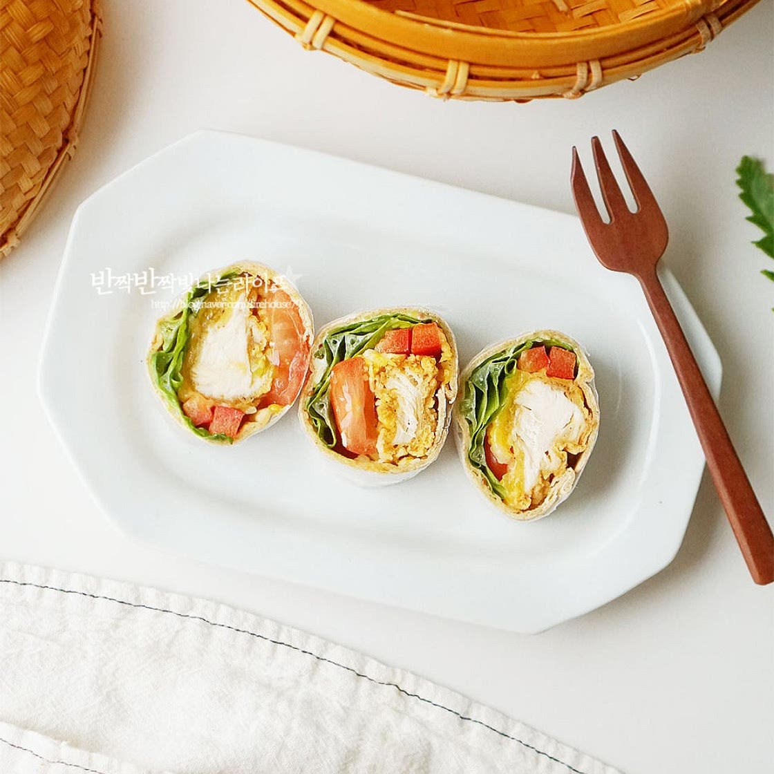 통밀 또띠아 샌드위치 또띠아요리 치킨랩 만들기