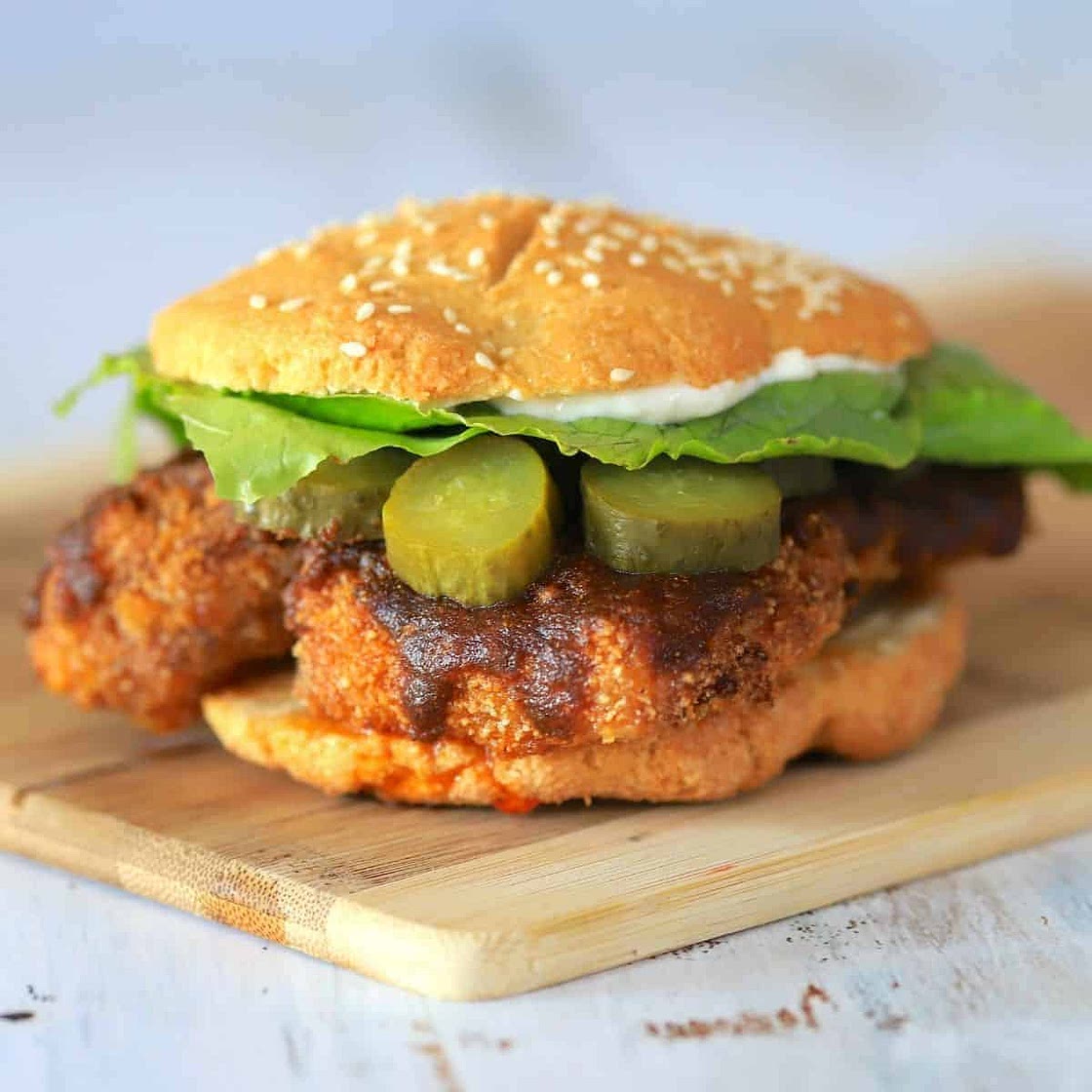 Air Fryer Keto Nashville Hot Chicken Sandwich