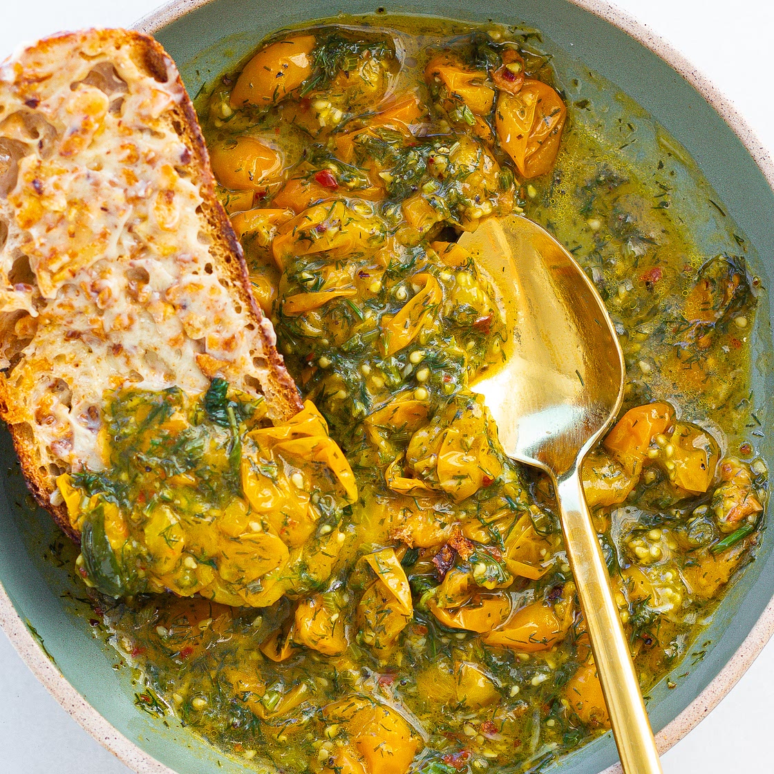 Sungold Tomatoes with Crispy Garlic Butter