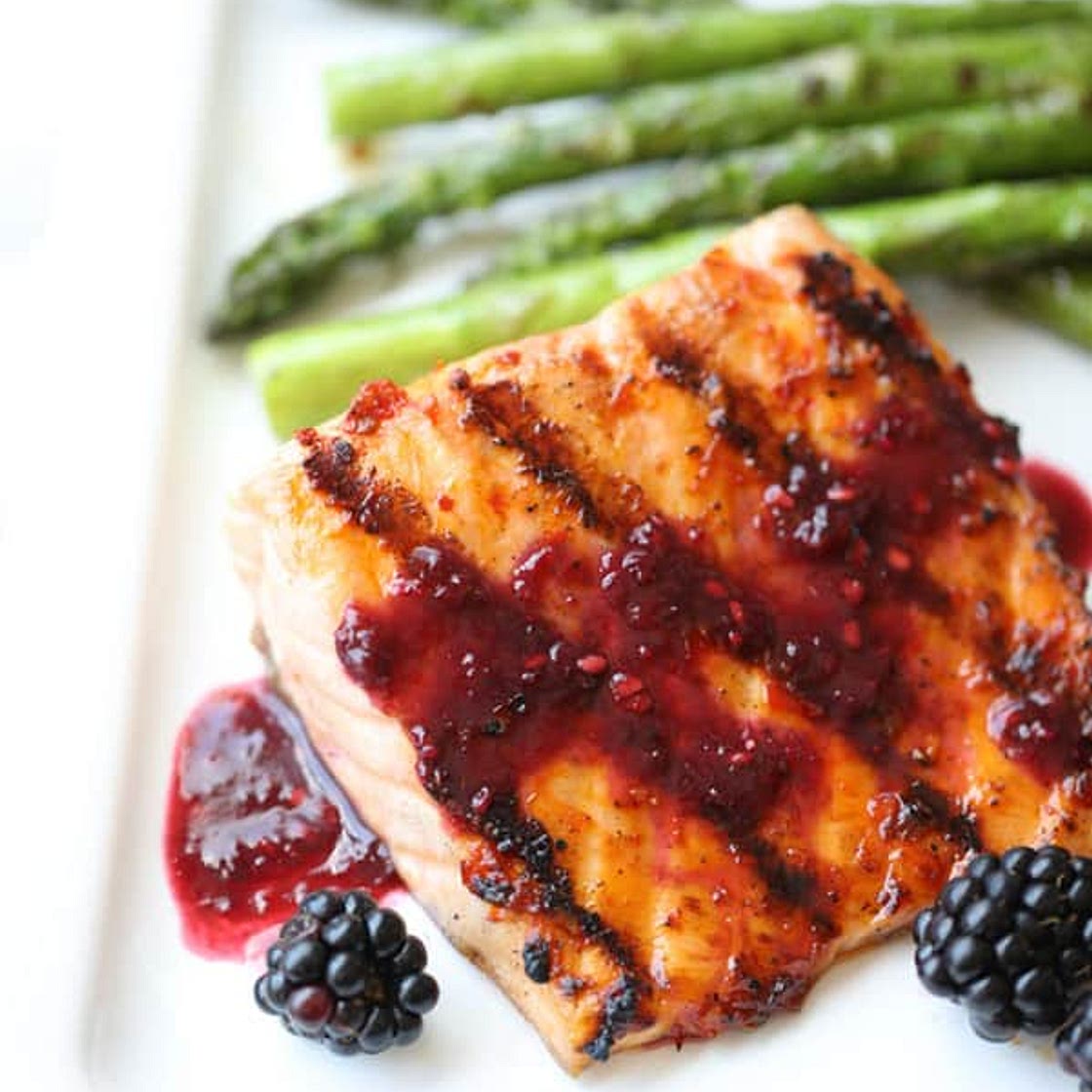 Grilled Salmon with Blackberry Sauce