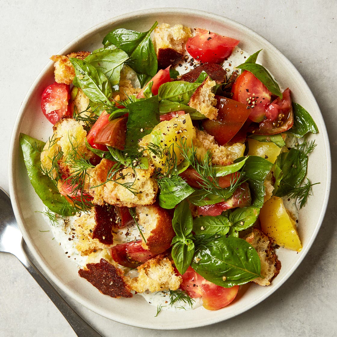 Tomato Panzanella With Creamy Any-Pickle Dressing