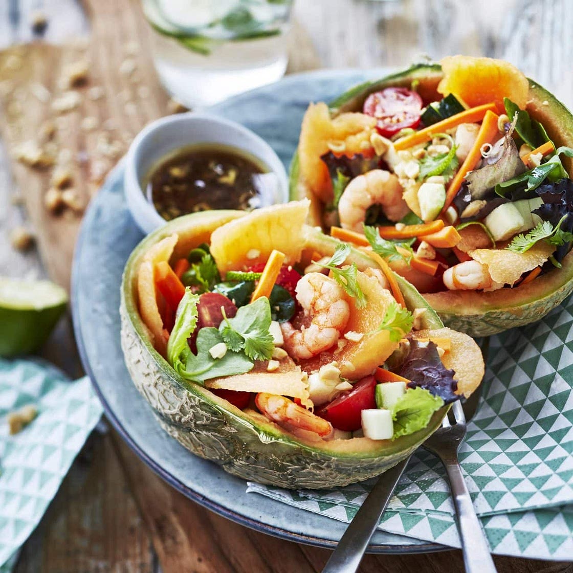 Bowl thaï de melon aux crevettes