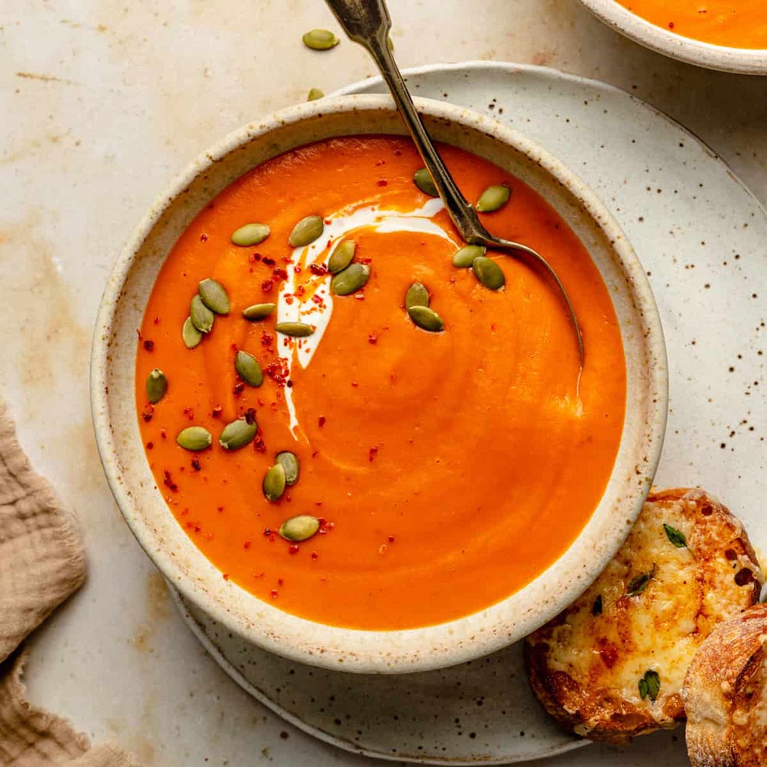 Roasted Butternut Squash and Red Pepper Soup