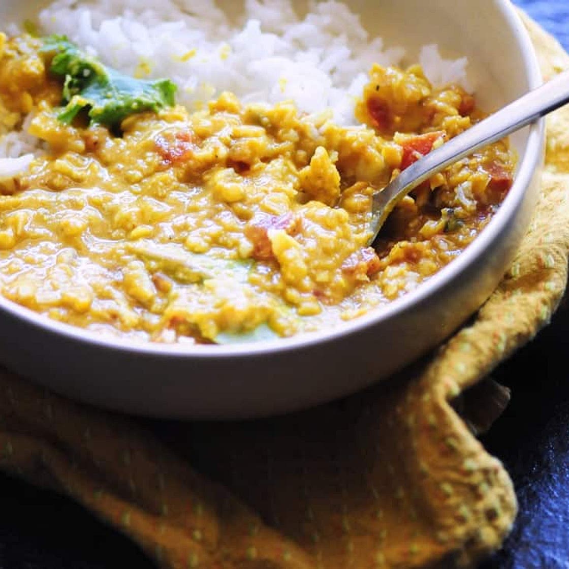 Spicy Coconut Red Lentil Dal (Instant Pot + Stovetop)