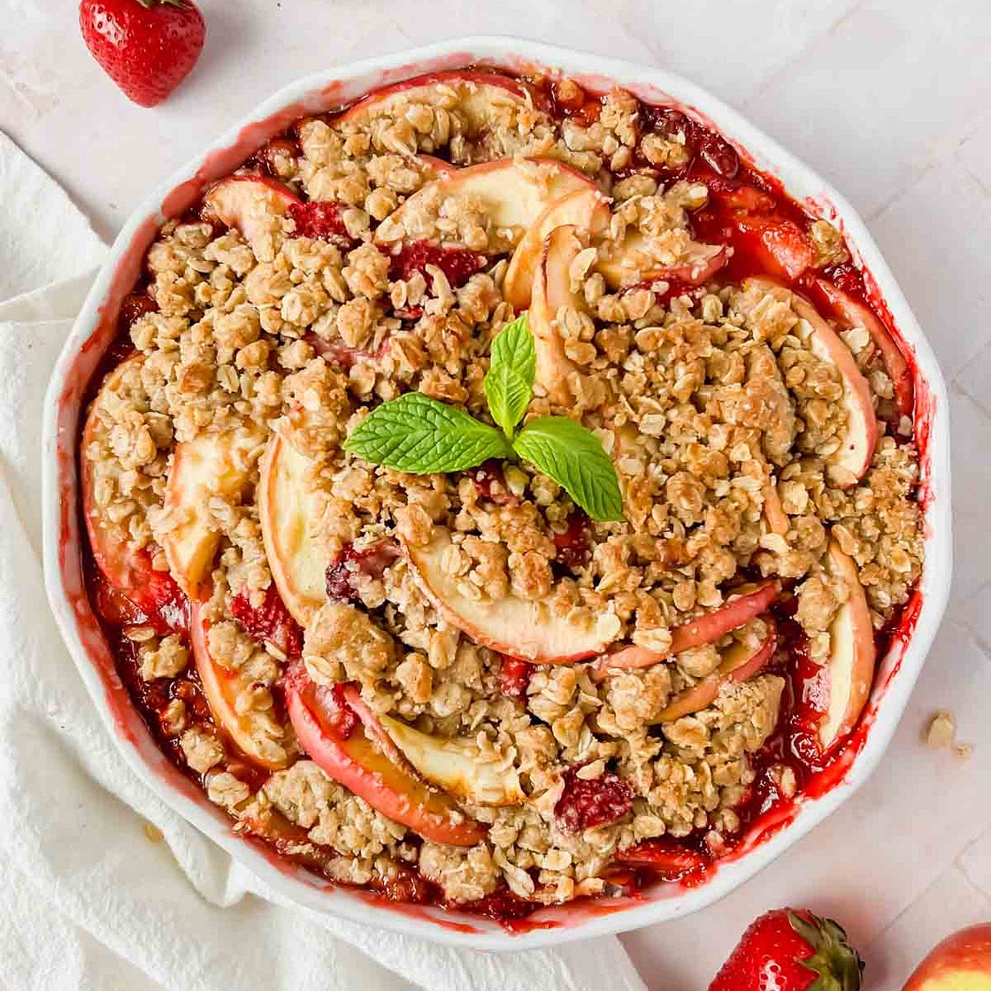 Strawberry Apple Crisp with Oatmeal Streusel Topping