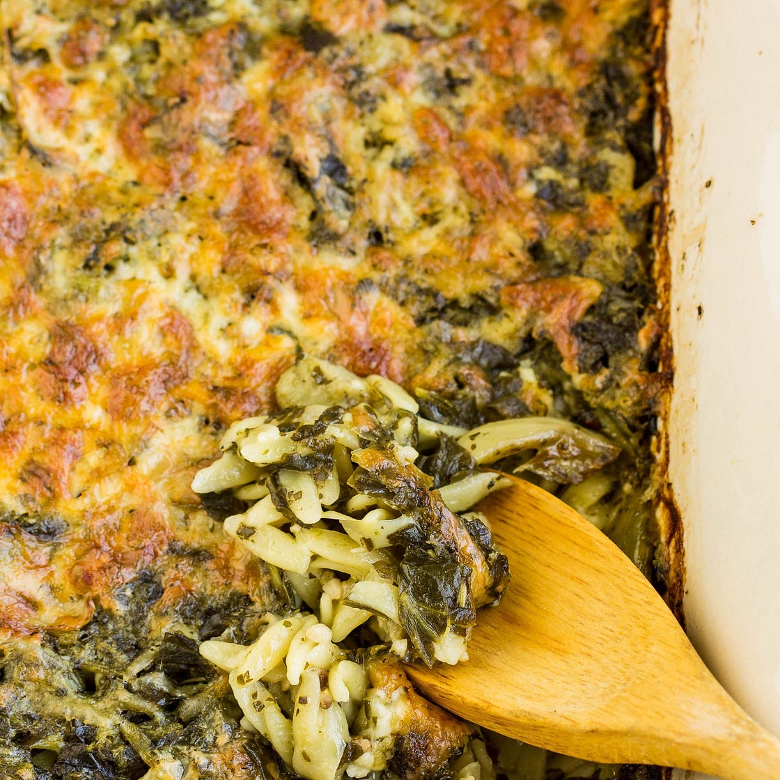One Pan Spinach Artichoke Orzo