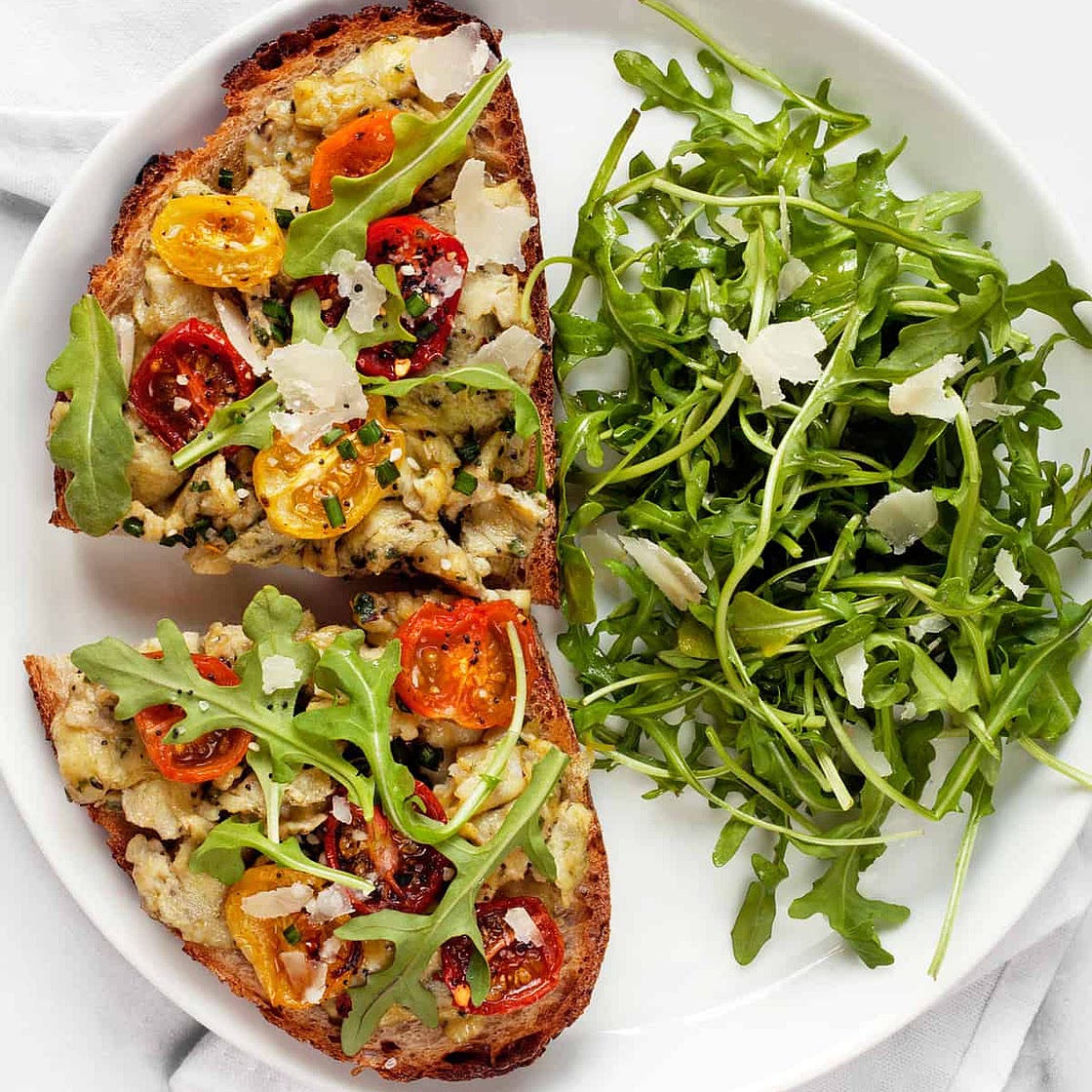 Pesto Eggs With Roasted Tomatoes