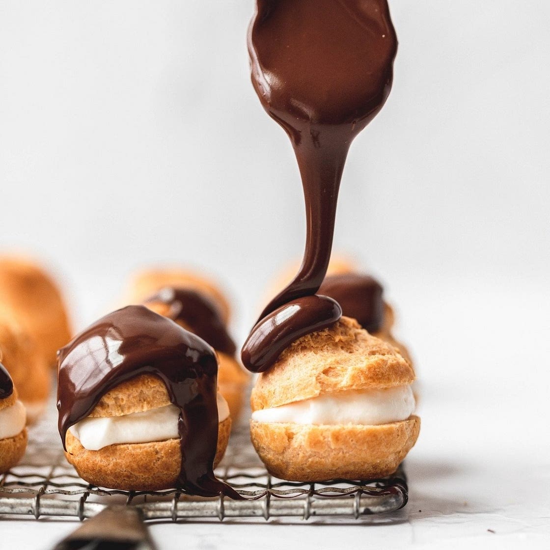 Mini Chocolate Covered Cream Puffs
