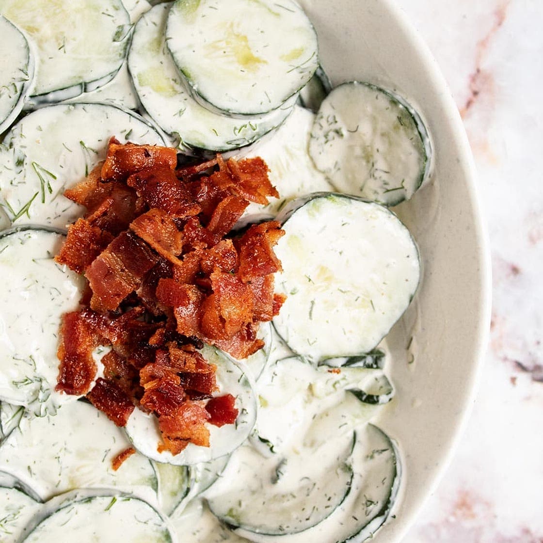 Keto Cucumber Ranch Salad with Bacon