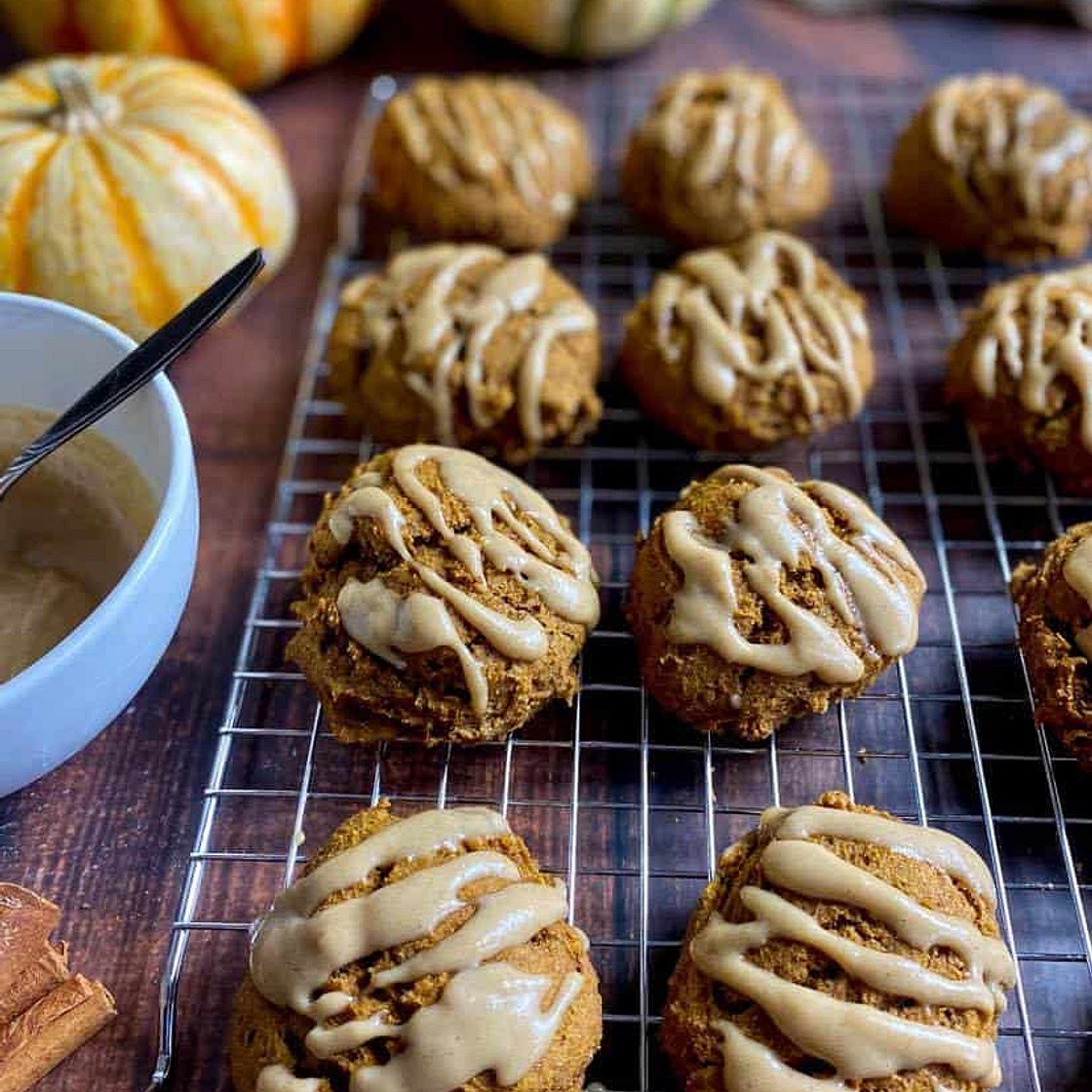 Vegan Pumpkin Cookies with Maple Glaze (Healthy & Oil-Free)