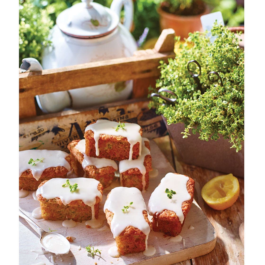 Mini lemon, courgette and thyme drizzle cakes recipe