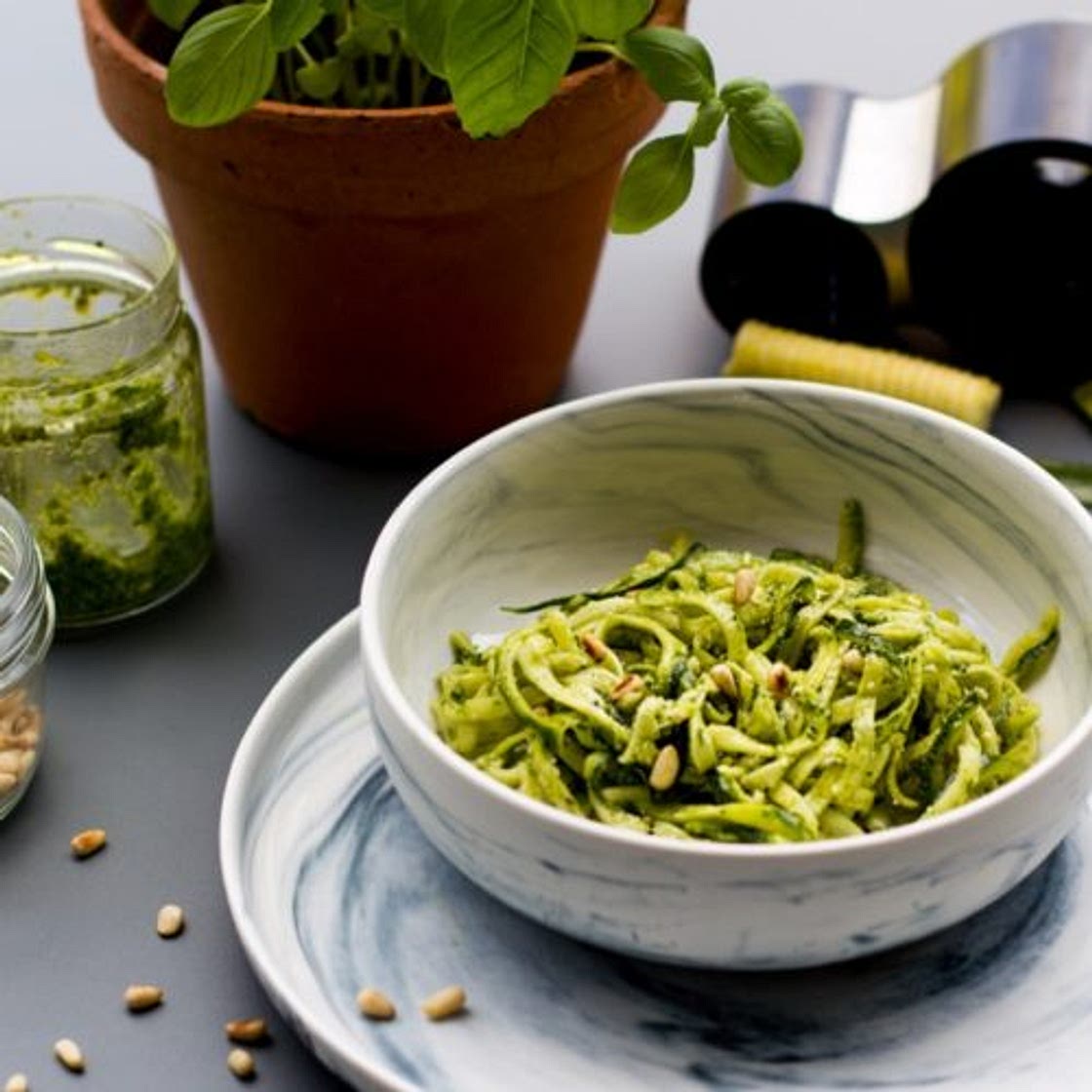 Spaghetti de courgette au pesto au Thermomix