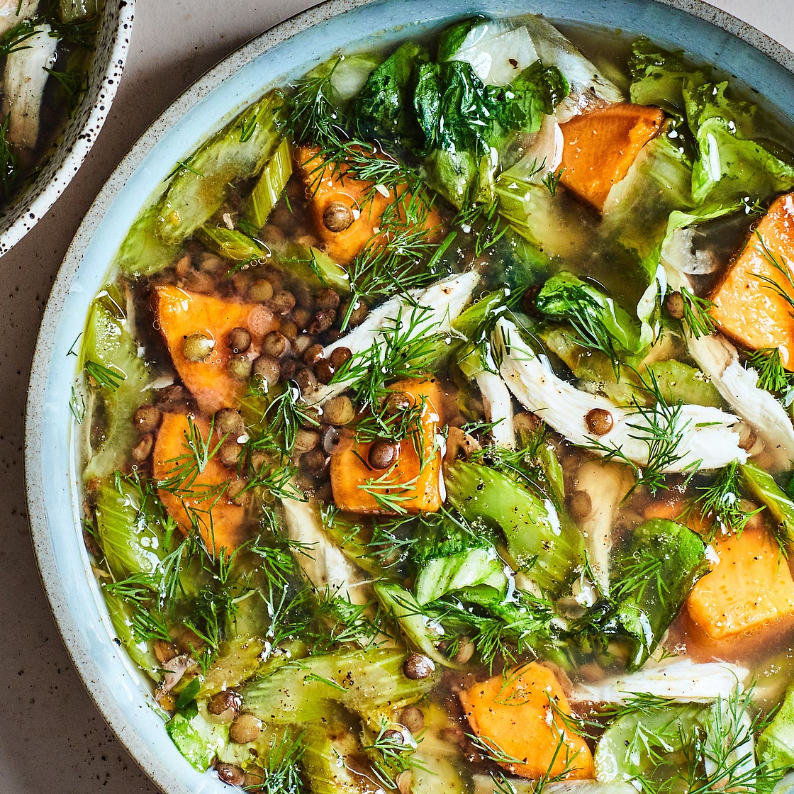 Quick Lentil and Chicken Soup With Sweet Potatoes