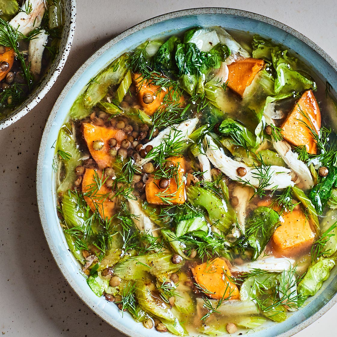 Quick Lentil and Chicken Soup With Sweet Potatoes