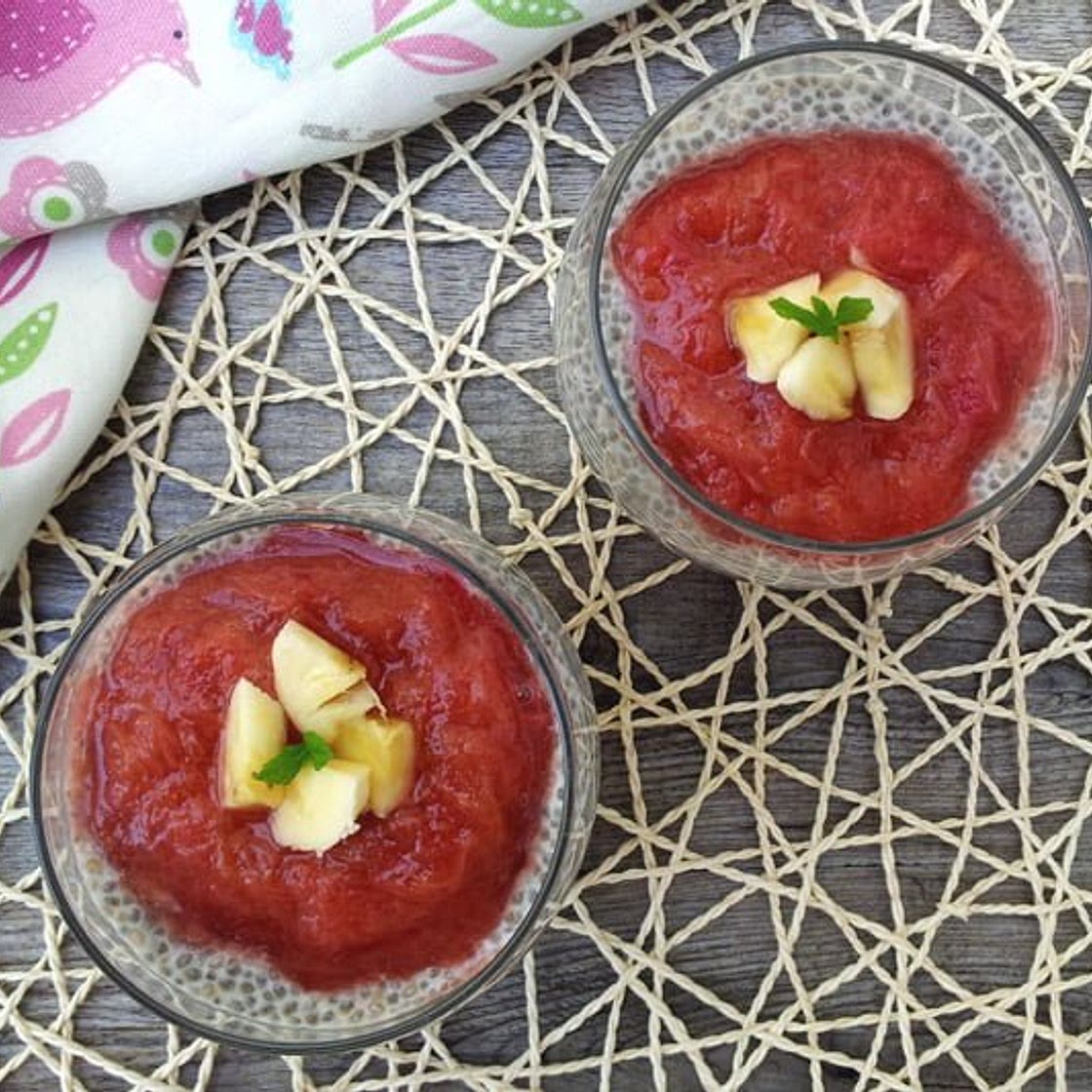 Rhubarb Fool Chia Pudding [vegan]