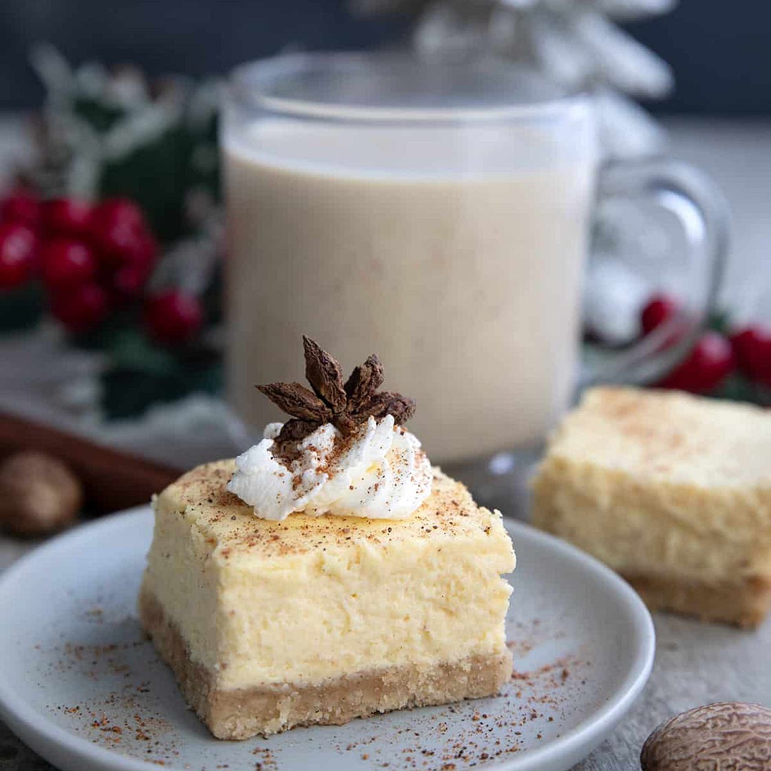 Keto Eggnog Cheesecake Bars Recipe