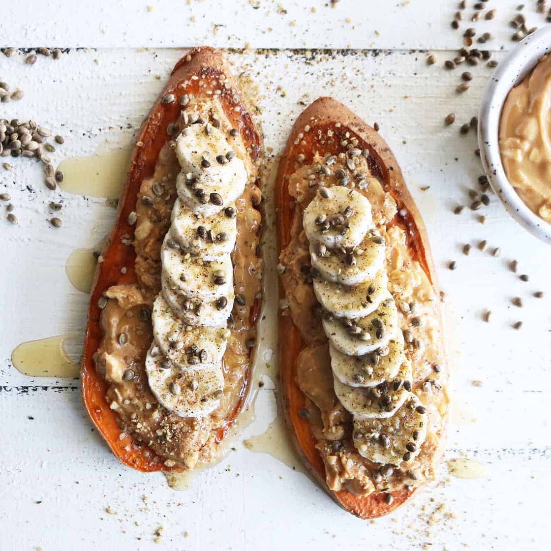 Loaded Almond Butter + Banana Sweet Potato Toast