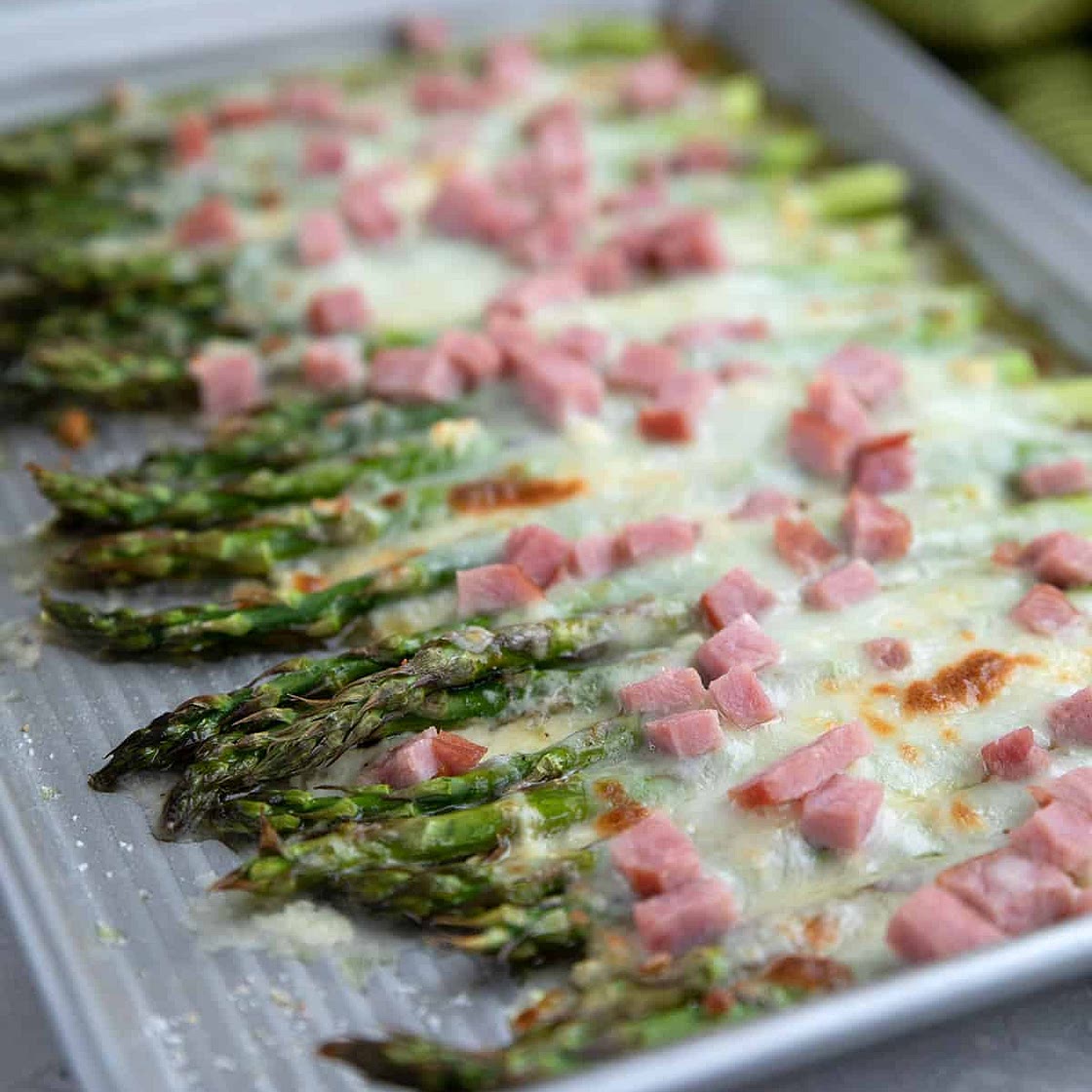 Baked Asparagus with Ham & Cheese