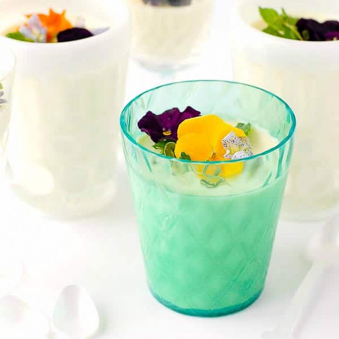 Rose-flavored Panna Cotta with Edible Flowers