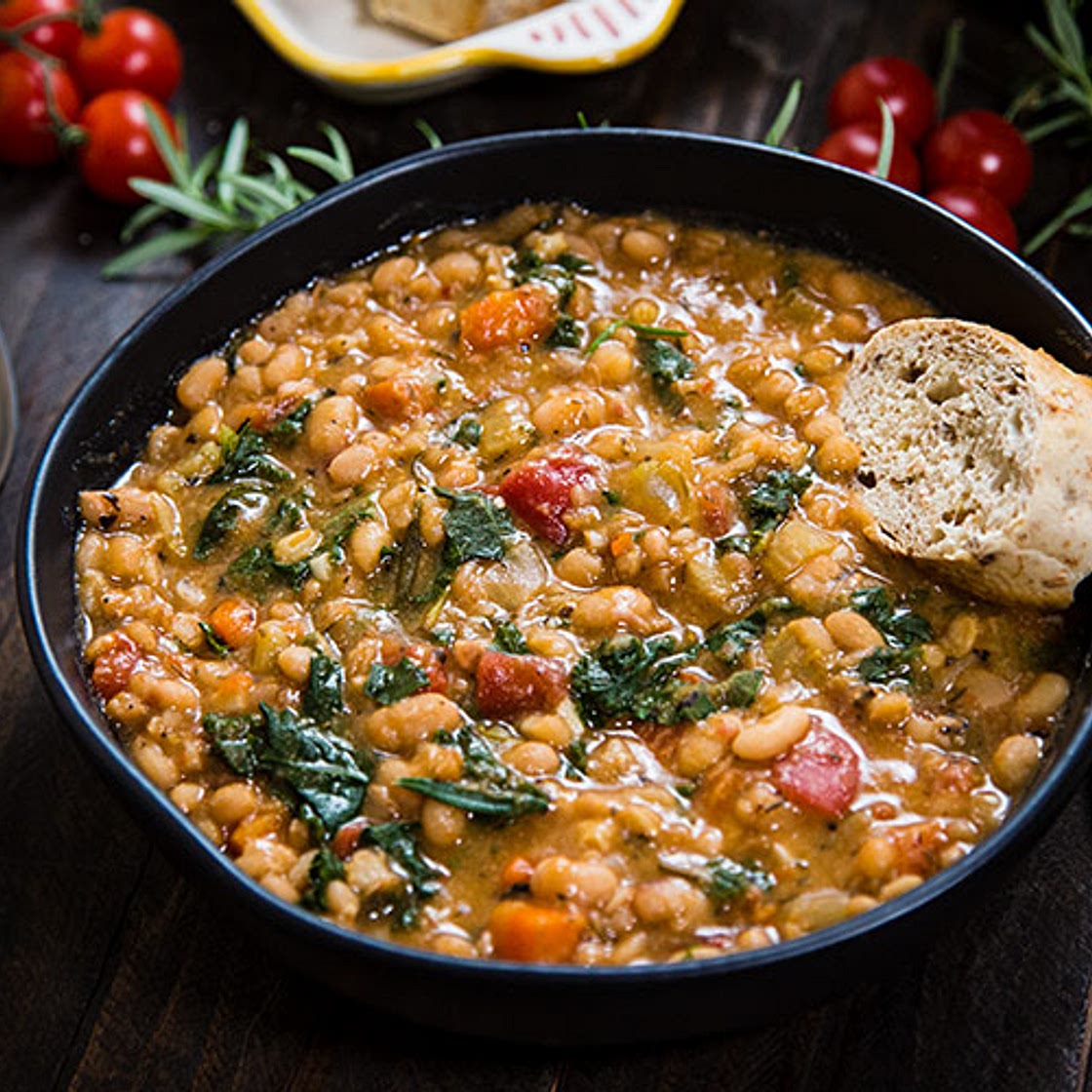 Vegan Tuscan White Bean Soup in the Instant Pot