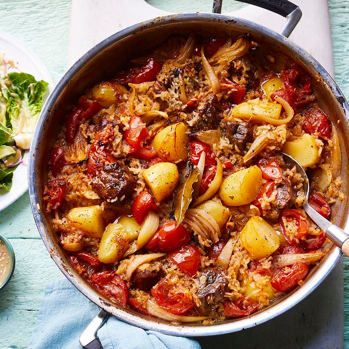 Tava lamb with avocado and radish salad