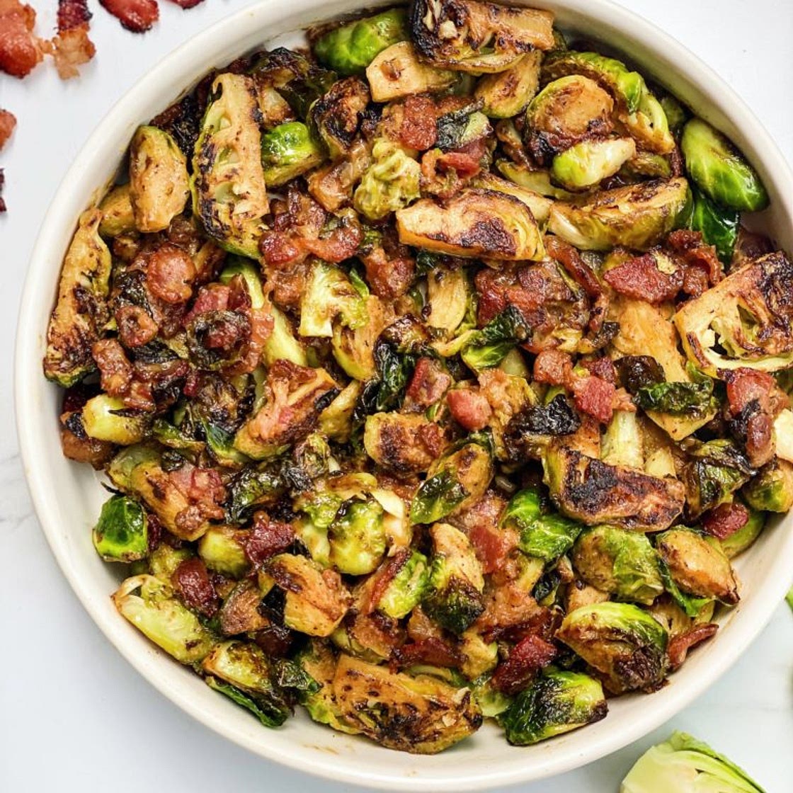 Beer Braised Brussels Sprouts with Bacon and Honey Mustard Glaze