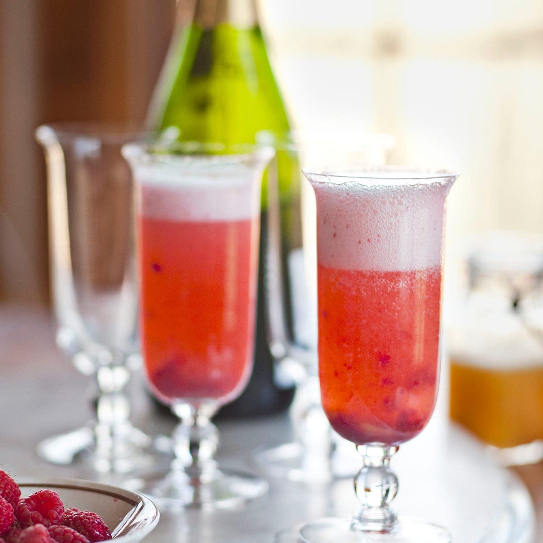 Peach Melba Mimosas