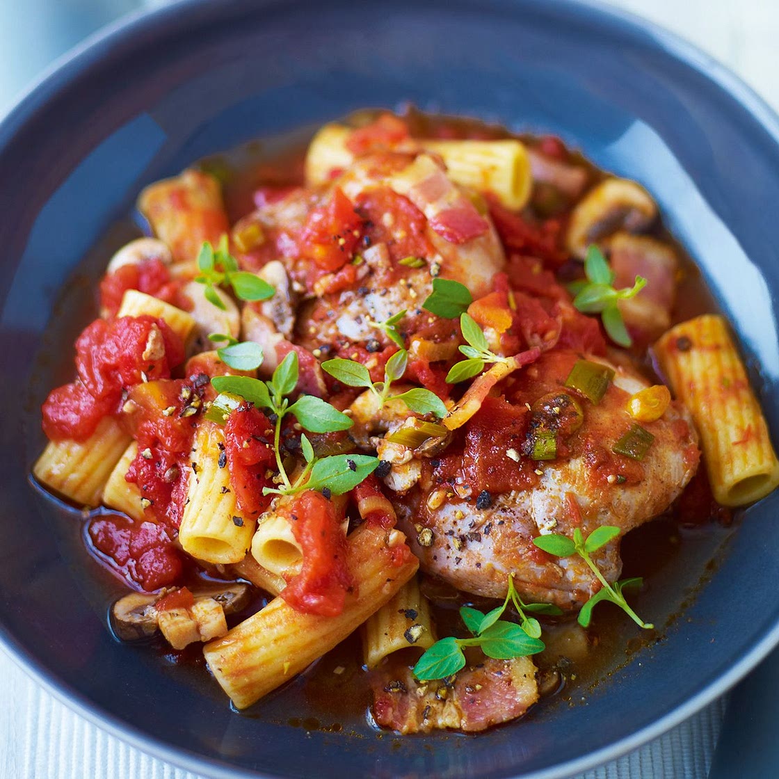 Chicken Cacciatore With Harissa, Bacon, and Rosemary