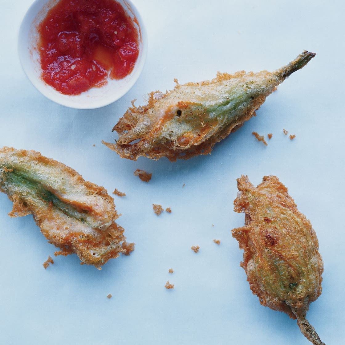 Squash Blossoms Stuffed With Ricotta