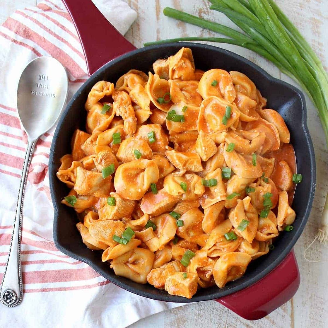 One Pot Buffalo Chicken Cheesy Tortellini