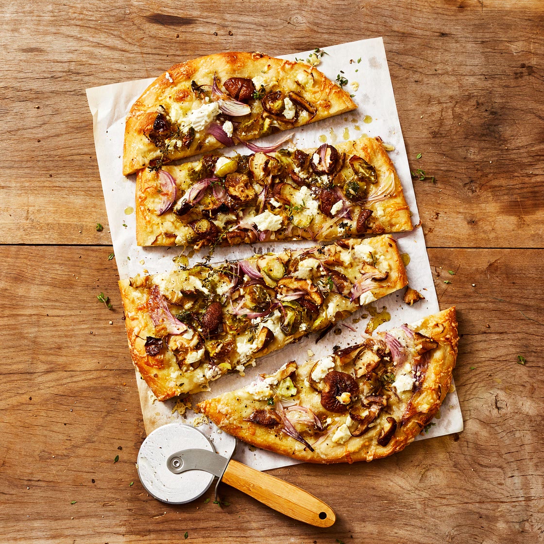 Mushroom and Brussels Sprouts Pizza