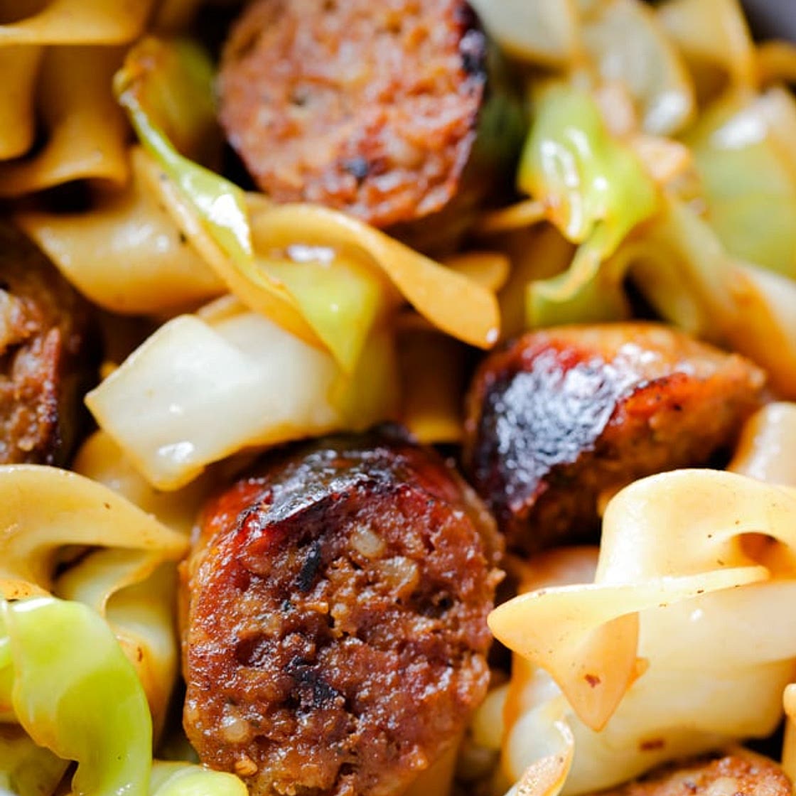 Cabbage and Noodles with Sausage