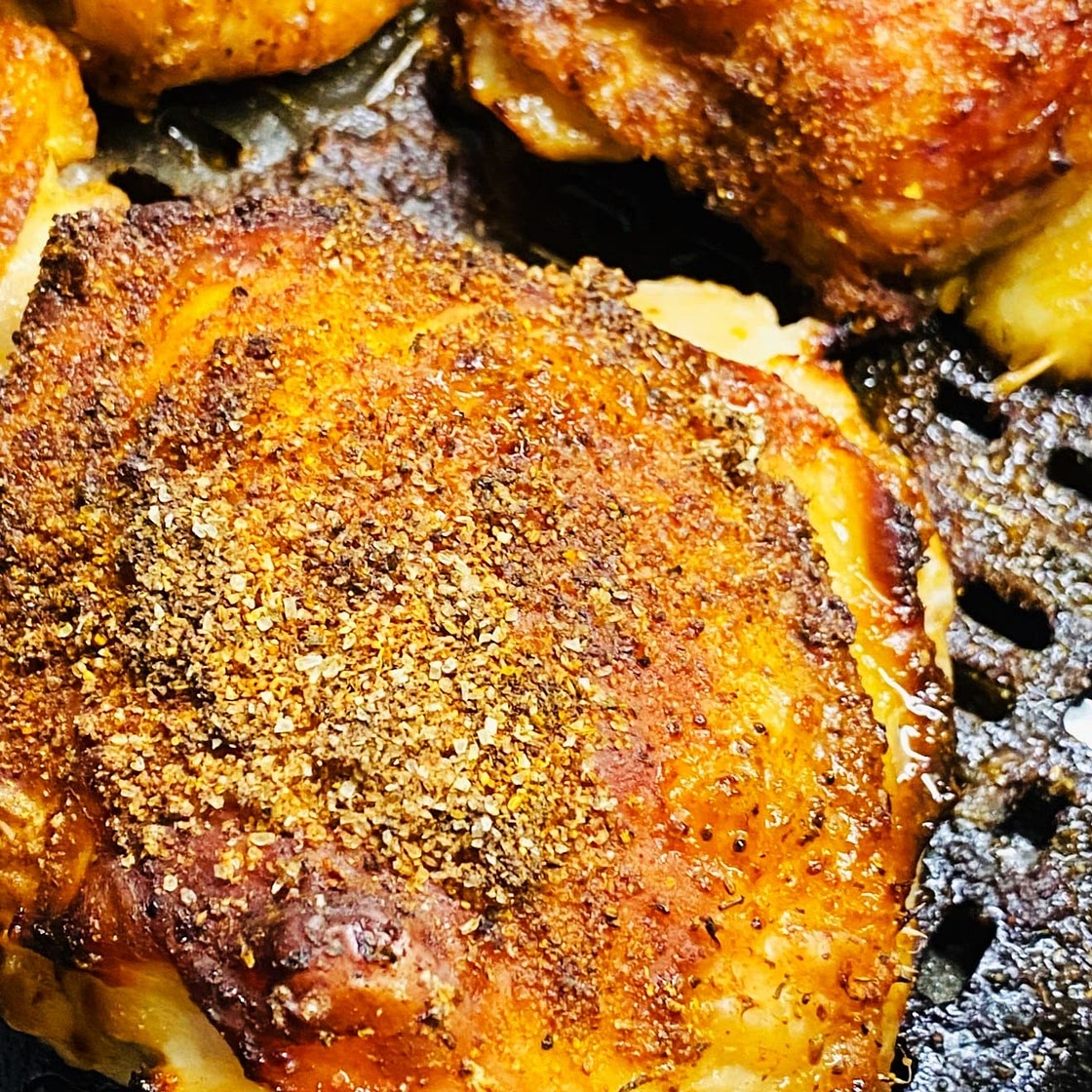 Air Fryer Pickle Brined Chicken Thighs