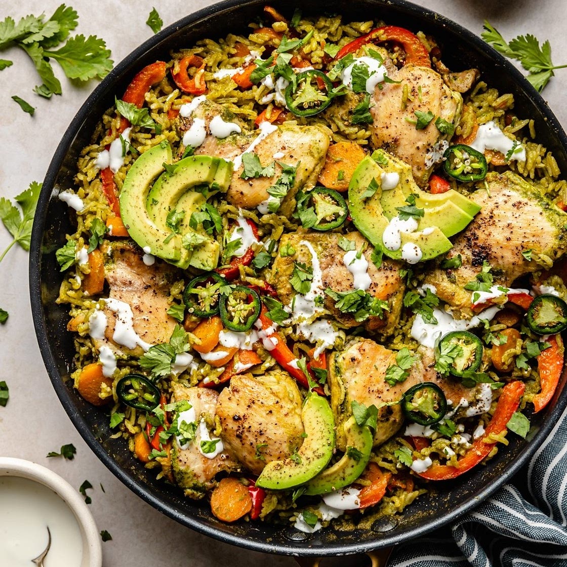 One Pan Green Chicken and Rice (Arroz con Pollo Verde)