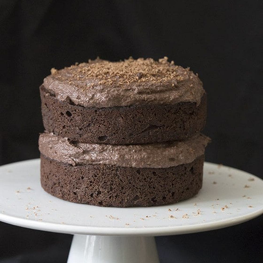Chocolate Cake with Whipped Ganache Frosting for Two