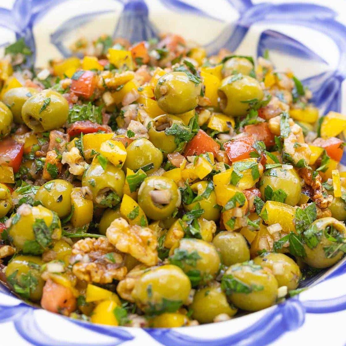 Olive Salad with Lemon-Pomegranate Dressing