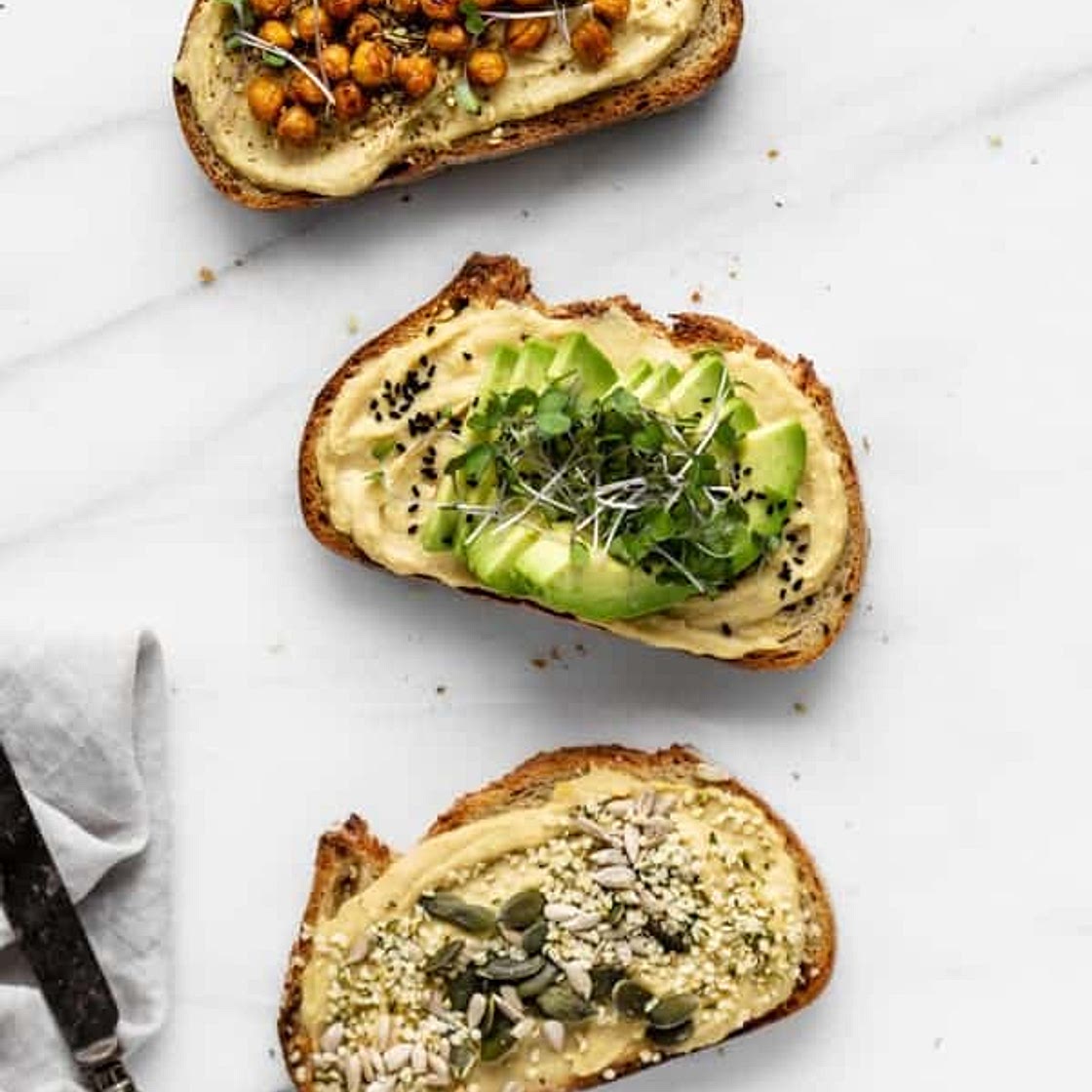 Hummus Toast 3 Ways
