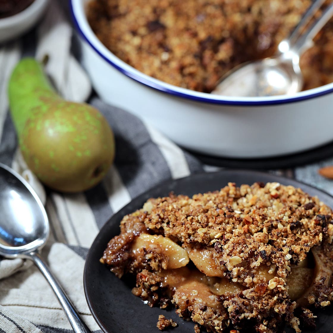 Pear, Chocolate & Ginger Crumble