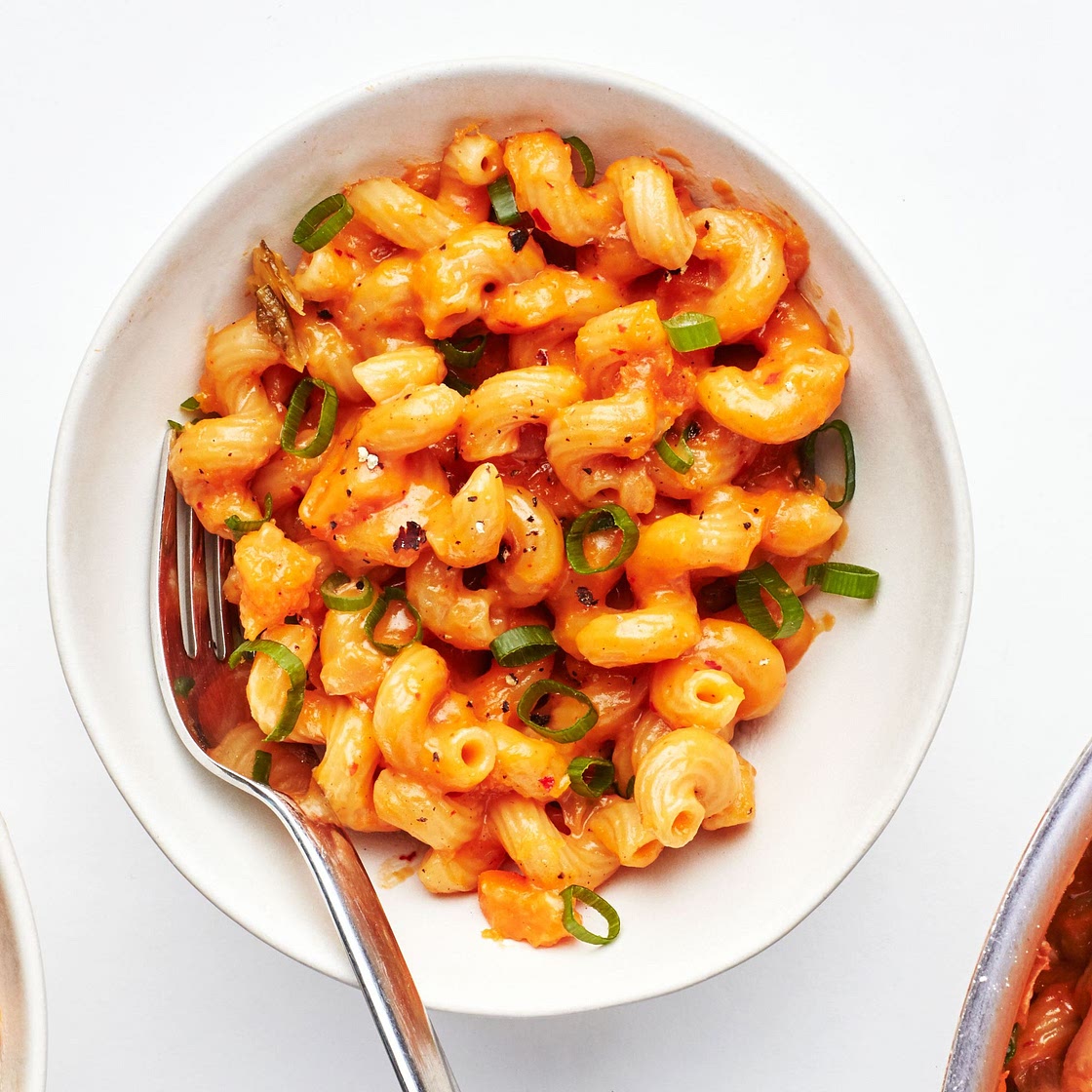 One-Pot Kimchi and Squash Mac and Cheese