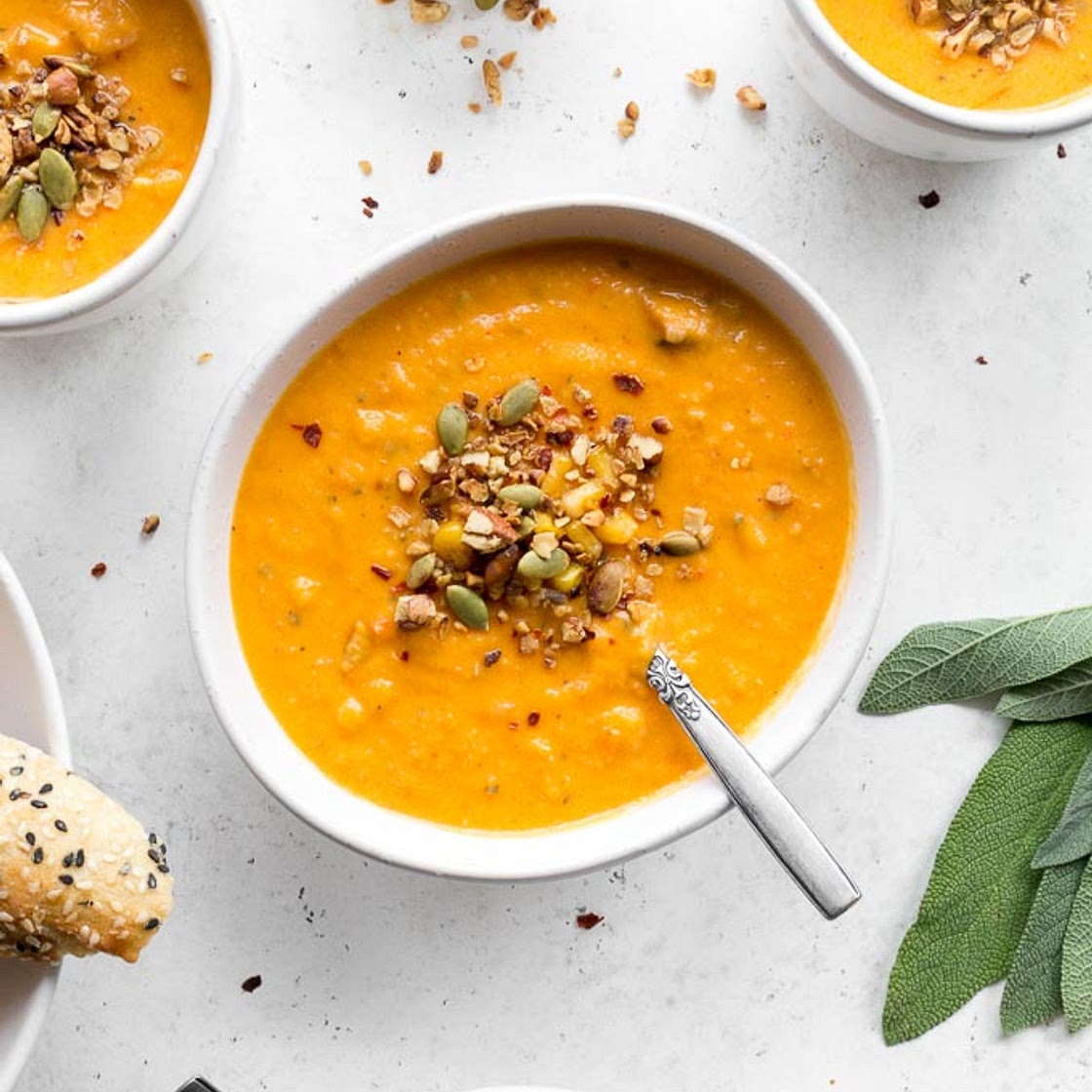 Roasted Red Pepper and Butternut Squash Soup (Dairy-Free)