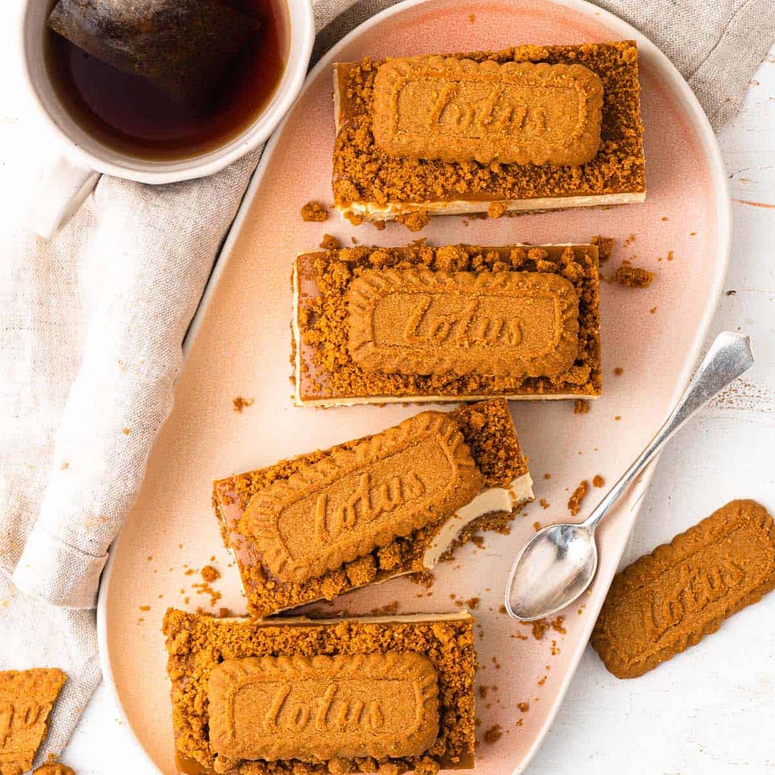 No-Bake Biscoff Cheesecake Bars - Catherine Zhang
