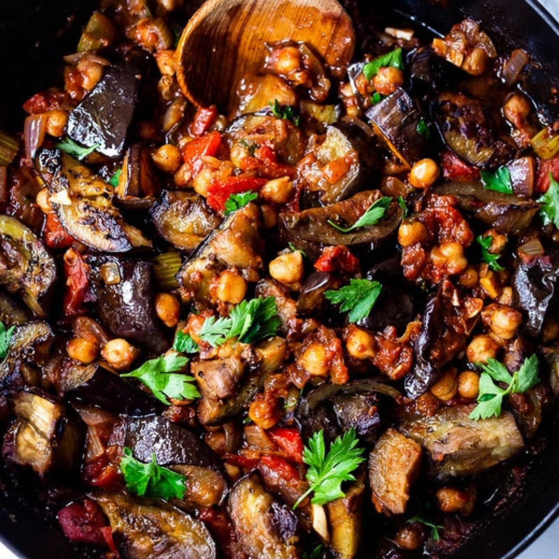 Moroccan Eggplant Chickpea Tagine
