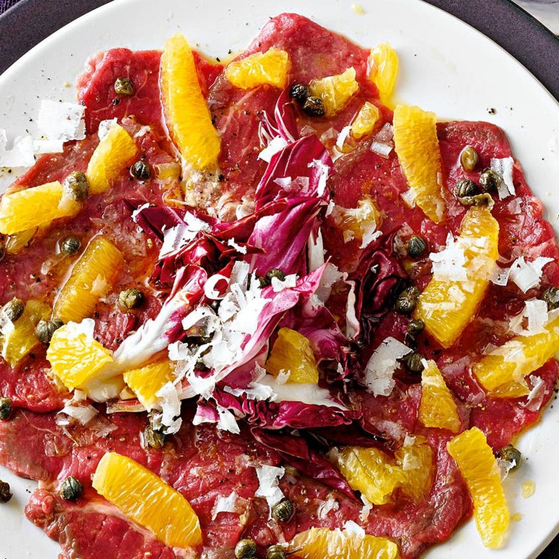 Rinder-Carpaccio mit Orangen und Manchego