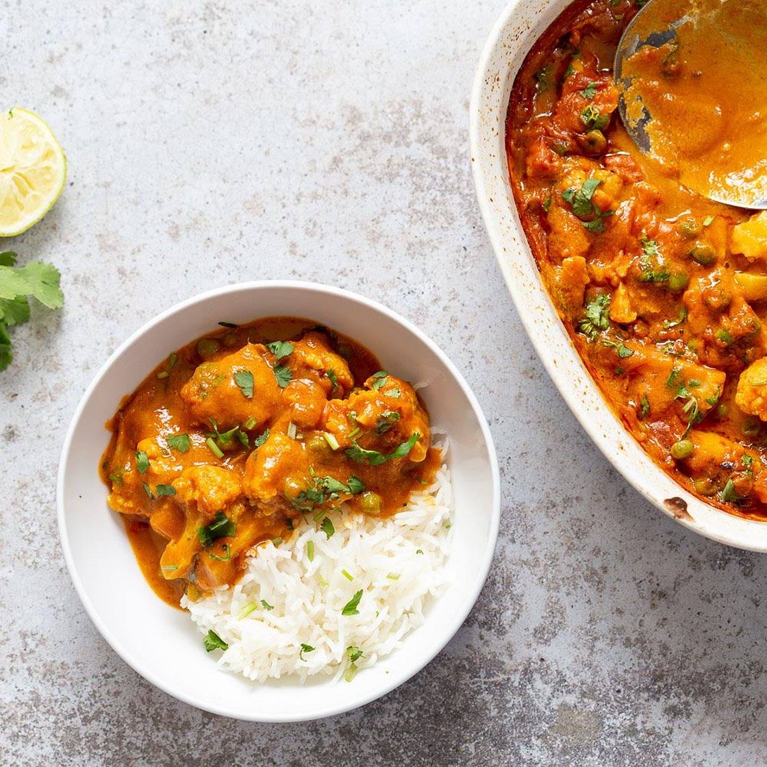 Vegan Cauliflower Pea Curry - 1 Pot Gobi Matar