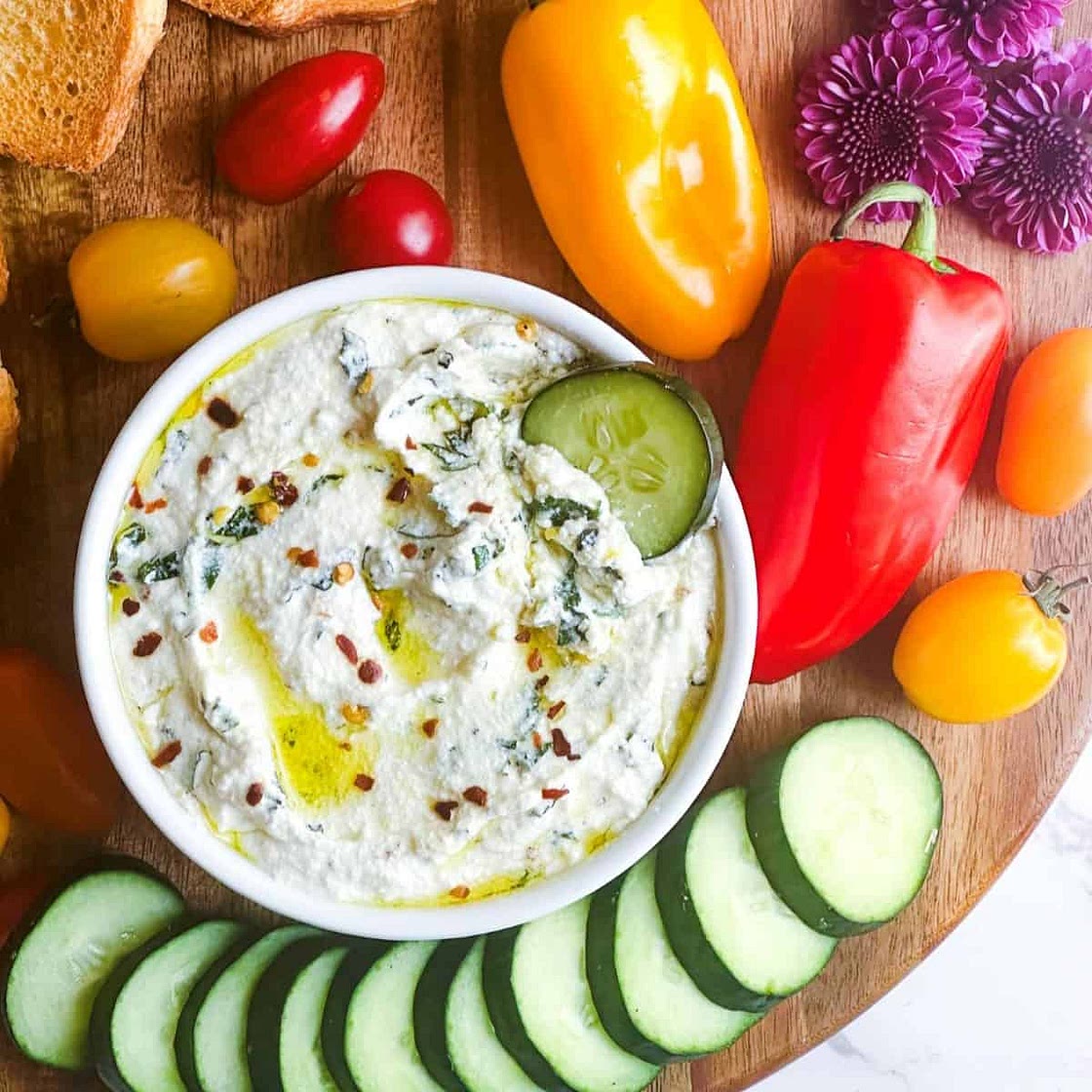 Creamy Garlic and Herb Whipped Ricotta Dip