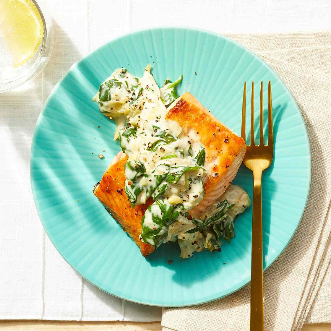 Creamy Spinach-Artichoke Salmon
